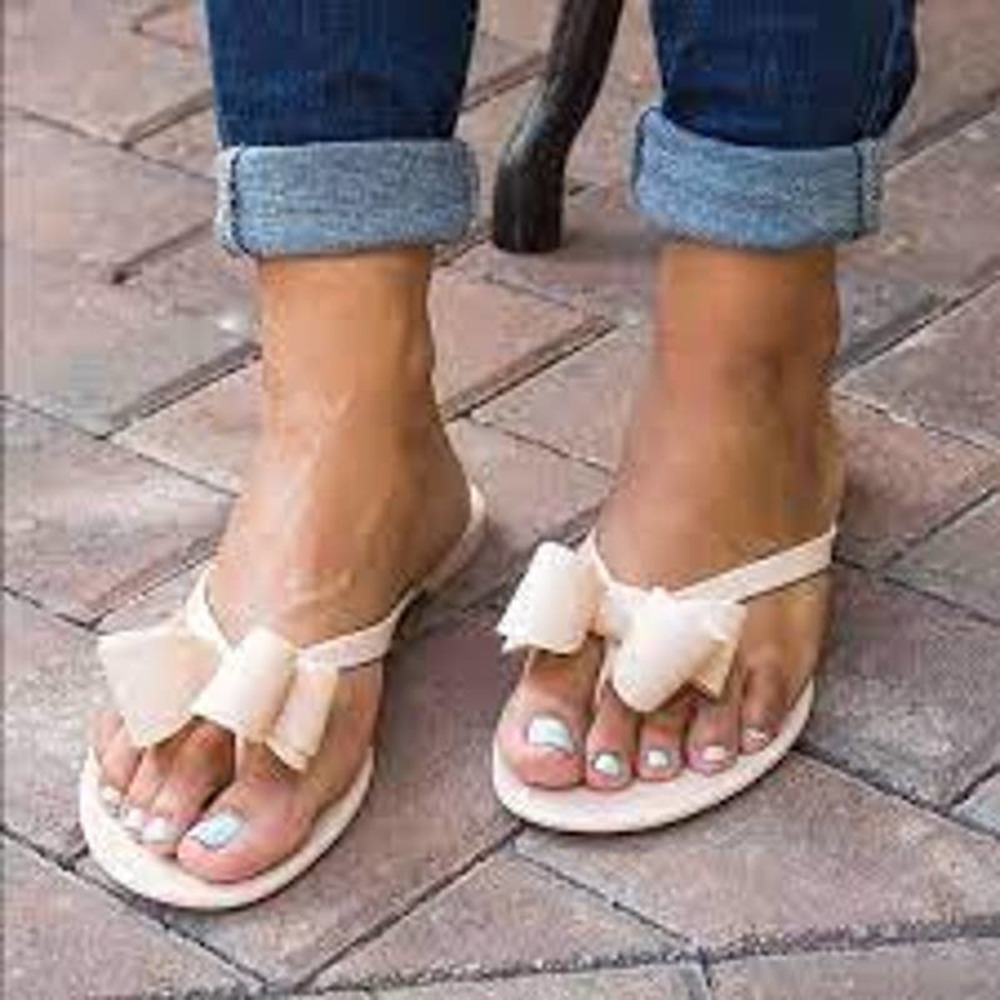 Victoria Adames Italy Nude Jelly Bow Sandals